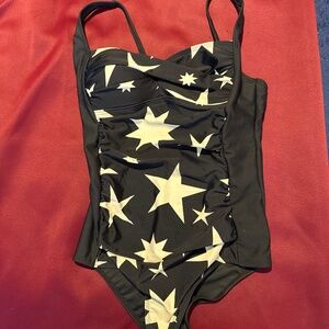 One piece navy blue and star bathing suit